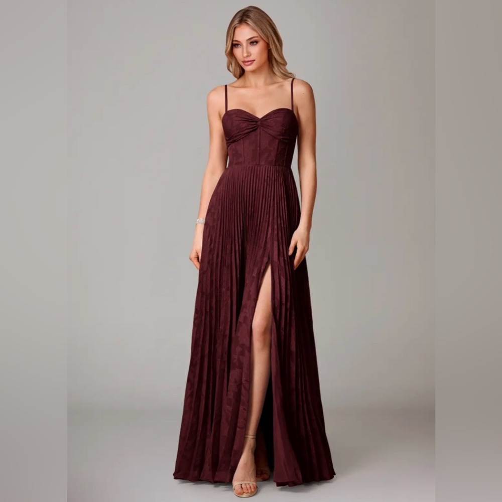Burgundy Evening Gown-Bridesmaid Dress